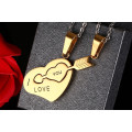 Alphabet amour en acier inoxydable Puzzle couple collier pendentif coeur